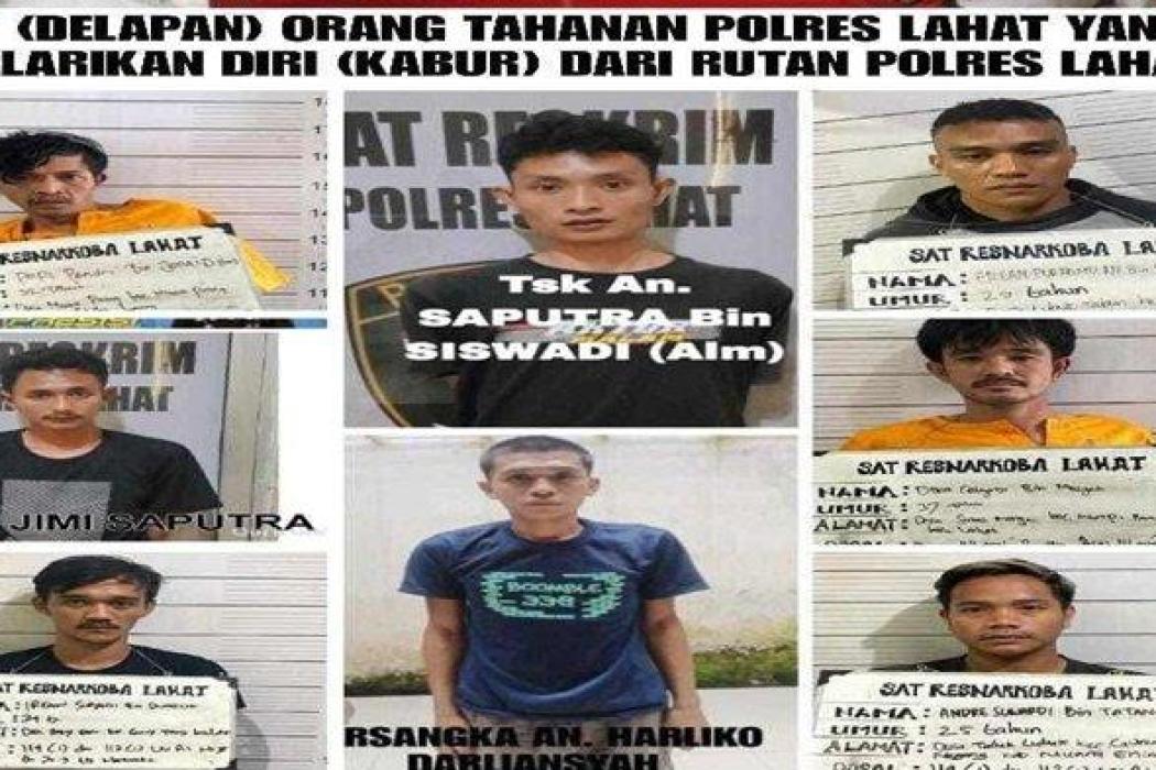 Jebol Dinding Penjara 8 Tahanan Polres Lahat Kabur, 3 Orang Berhasil Ditangkap 5 Orang Buron